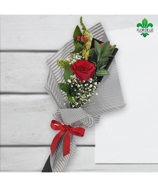 RAMILLETE ROSA DECORADA